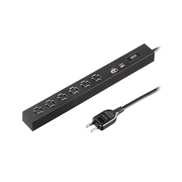 サンワサプライ スリムタップ AC6個口 A1+C1 PD33W 1.5m ブラック TAP-SLIM6UC-15BK