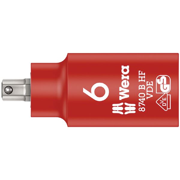 WERA ヴェラ 差込角3 / 8DR 絶縁 HEX ビットソケット 六角サイズ6mm 全長55mm 004902 工具 ツール DIY 作業工具 道具 工事 DIY 工具 作業 建築