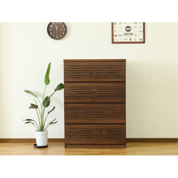 ハイチェスト（ウォルナット） 幅約80cm [完成品］ インテリア 家具 収納家具 チェスト 収納タンス