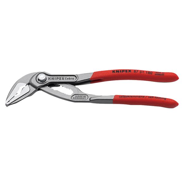KNIPEX クニペックス コブラエクストラスリムウォーターポンププライヤー 滑り止めプラスチックコーティング 全長180mm パック入 8751-180SB 工事 DIY 工具 作業 建築