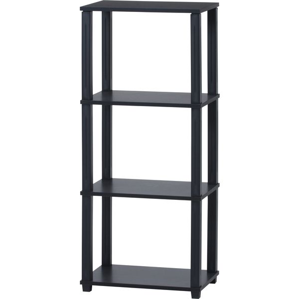 4段ラック BR×BK ブラウン×ブラック 組立品（ﾒｰｶｰ名:不二貿易） インテリア 家具 収納家具 オープンシェルフ オープンラック