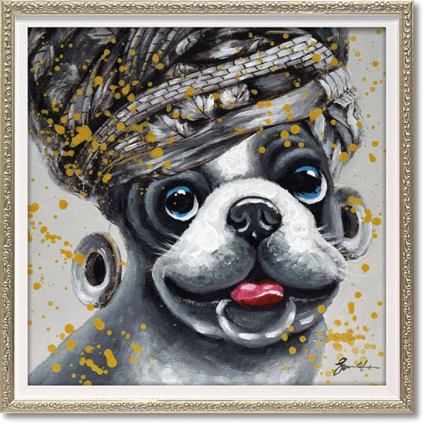 ユーパワー オイルペイントアート Sサイズ 「エスニック ドッグ」 インテリア 絵画