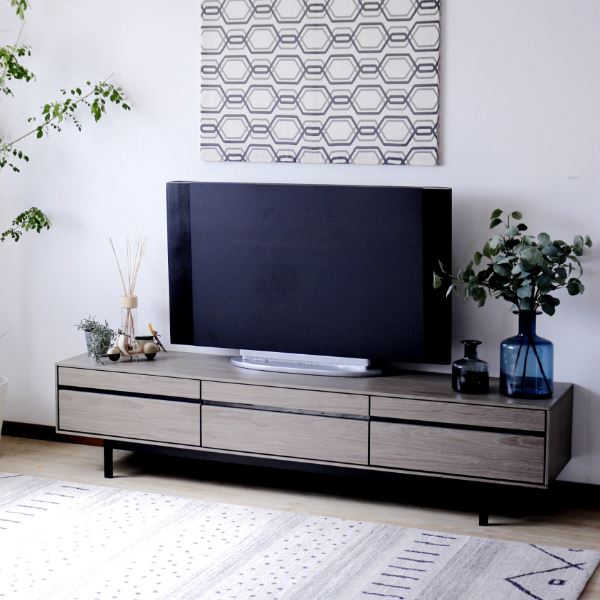 TVボード （グレー） 幅約180cm [完成品 / 脚のみ取付］ インテリア・収納 家具 インテリア・家具 ローボード・テレビ台 テレビ台(木製)｜創業40周年　世田谷インテリア