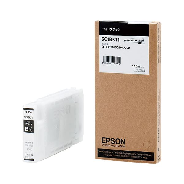 【ＥＰＳＯＮ メーカー純正品 EPSON 】 エプソン （EPSON） インクジェットカートリッジ SC1BK11 【インク色：フォトブラック 110ml】 1個 【インク インクカートリッジ トナー カートリッジ 印刷 業務用 コピー プリンター】 エプソン(EPSON)用｜創業40周年　世田谷インテリア