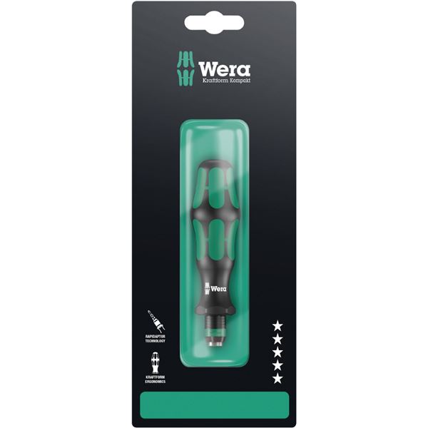 WERA ヴェラ Rapidaptor クイックリリース式 ドライバーハンドル 差込6.35mm 全長119mm 073540 工具 ツール DIY 作業工具 道具 工事 DIY 工具 ドライバー ドライバー