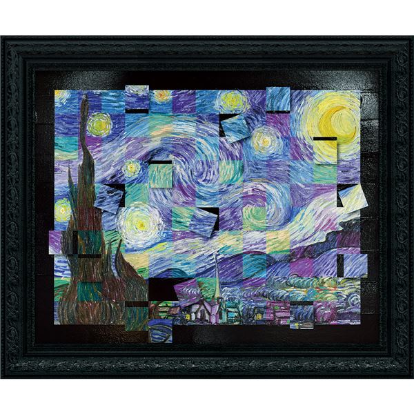 ユーパワー 名画モザイクアート Gel加工 アートフレーム Mサイズ ゴッホ「星月夜」 インテリア 絵画
