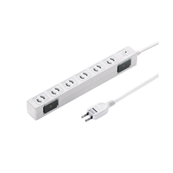 サンワサプライ雷ガードタップ 2P ・ 6個口3M スリーエム ホワイト TAP-SPWMG26-3 1個パソコン 電源タップ タップ