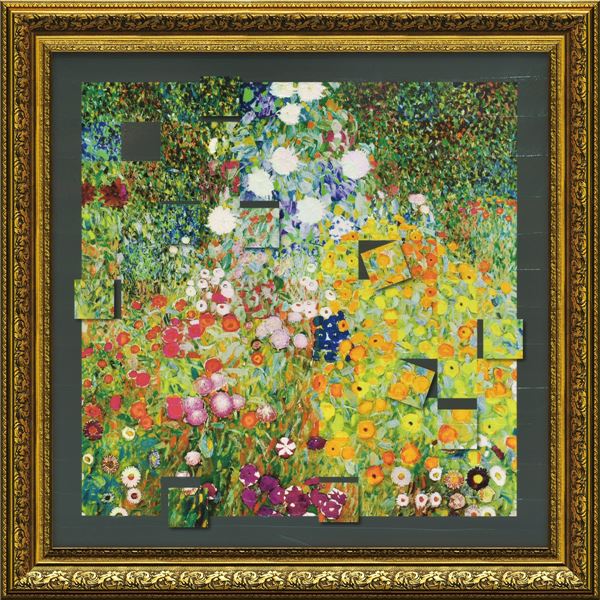 ユーパワー 名画モザイクアート Gel加工 アートフレーム Mサイズ クリムト「フラワーガーデン」 インテリア 絵画