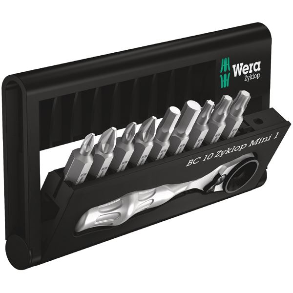 WERA ヴェラ 10点組 ドライバービット ラチェットハンドルセット 差込6.35mm ケース付 073645 工具 ツール DIY 作業工具 道具 工事 DIY 工具 ドライバー ドライバー