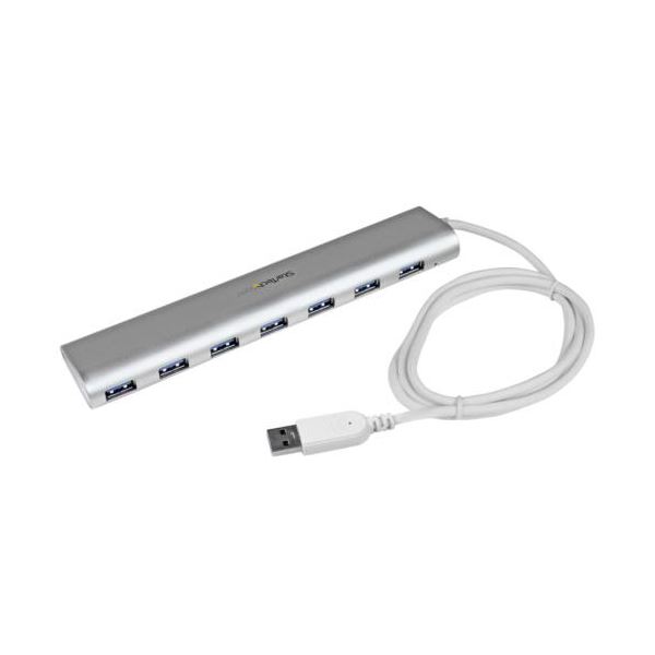 StarTech.com 7ポート USB3.0ハブ（ケーブル一体型） シルバー＆ホワイト ST73007UA 1個パソコン ハブ