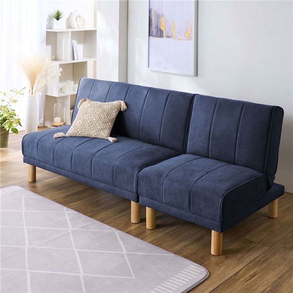 NEWスタイリッシュ ソファベッド ネイビー 4way リクライニング ソファーベッド 3人掛け カウチソファ 寝具 ベッド ソファベッド ソファベッド