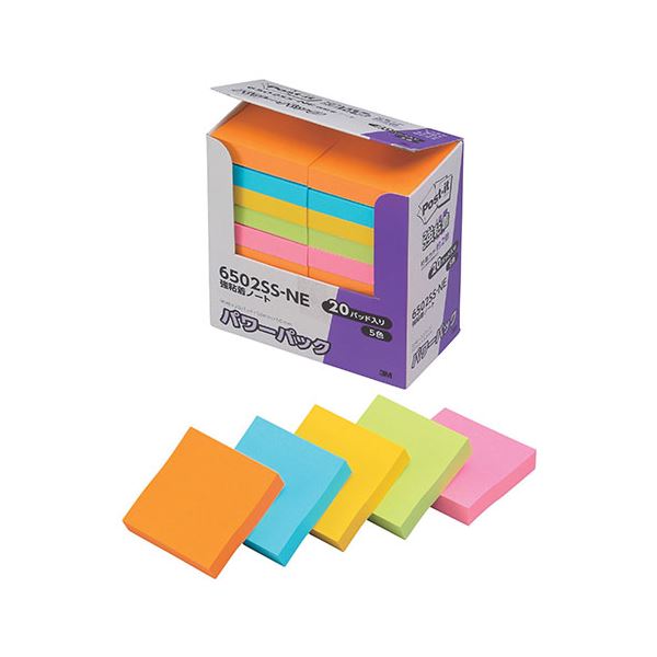 3M Post-it ポストイット 強粘着ノート パワーパック 5色込 3M-6502SS-NE 文具 オフィス用品 付箋紙 ポストイット