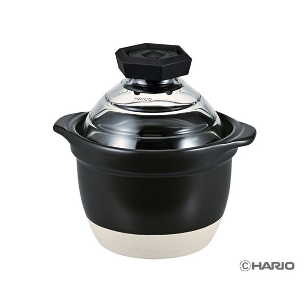 HARIO フタがガラスのご飯釜 （1～2合用） GNR-150-B-W｜創業40周年　世田谷インテリア