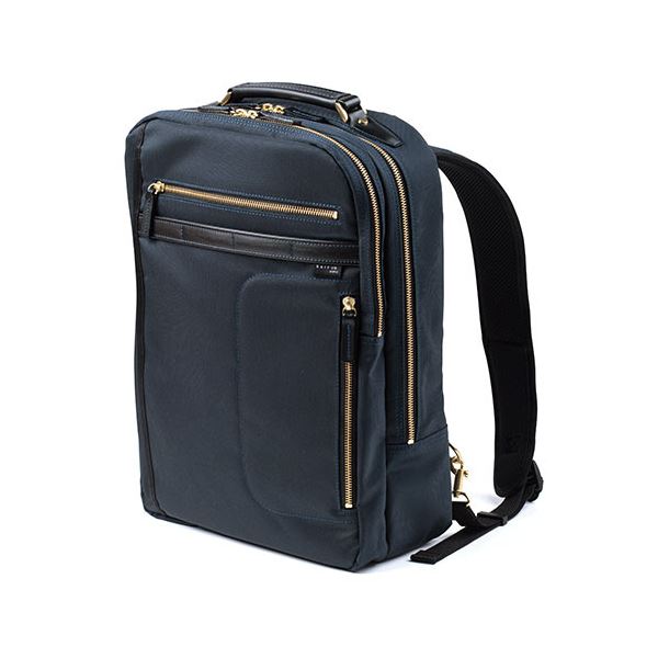サンワダイレクト ビジネスリュック(メンズ ・ 自立 ・ 日本製 ・ 鎧布生地 ・ ダブルルーム ・ 18L ・ ネイビー) 200-BAG166NV 1個パソコン インナーケース インナーバッグ PCバッグ
