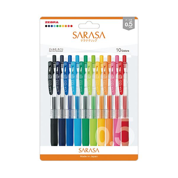 ゼブラジェルボールペン サラサクリップ 0.5mm 10色セット JJ15-10C-N 1パック 【×5セット】 【 セット販売 まとめ買い 割引 オフィス 文房具 文具 業務用 オフィス用品 】 文具 オフィス用品 ペン ボールペン