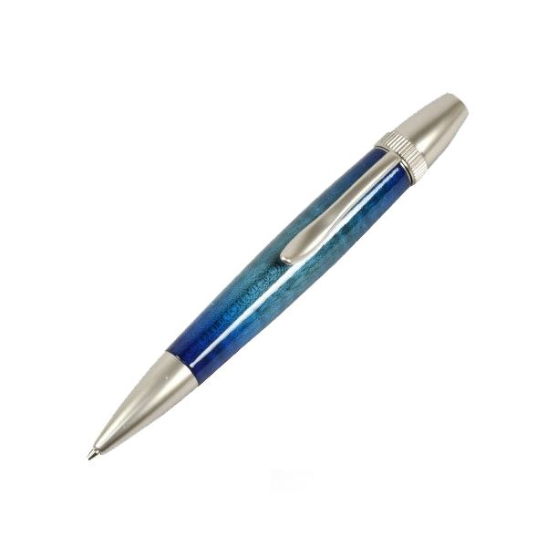 キャンディカラー ボールペン / 文房具 【Blue カーリーメイプル】 パーカータイプ 芯：0.7mm 日本製 文具 『Air Brush Wood Pen』 文具 オフィス用品 ペン ボールペン