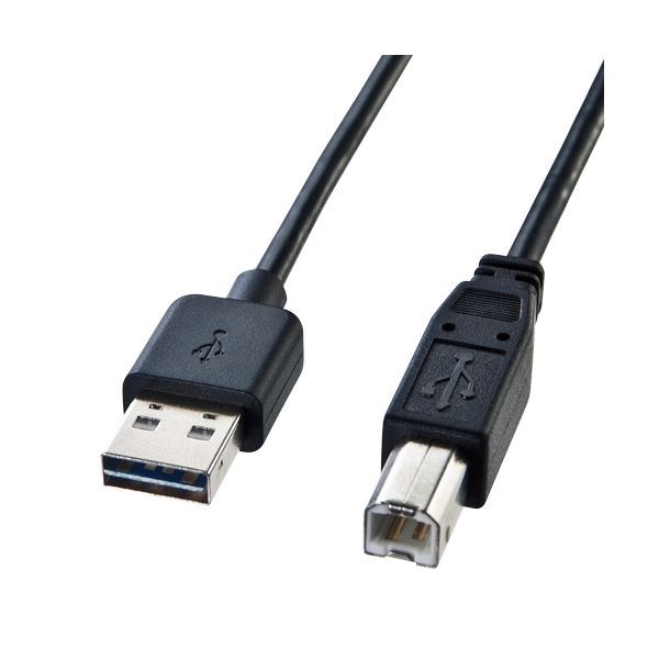 サンワサプライ 両面挿せるUSBケーブル(A-B標準) KU-R1【×5セット】 【 セット販売 まとめ買い 割引 】 パソコン ケーブル ケーブルカバー
