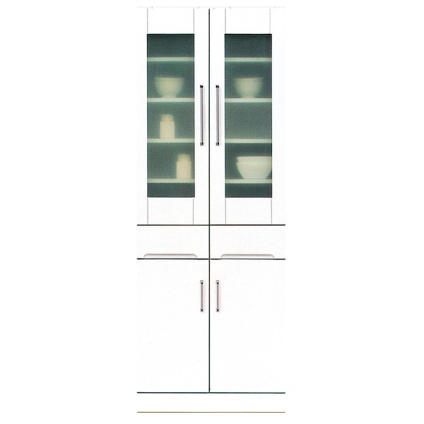 食器棚 キッチン収納 幅70cm ホワイト 飛散防止ガラス扉 耐震ラッチ 可動棚付き 日本製 ダイニングボード 完成品 玄関渡し