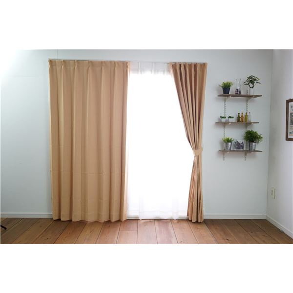 遮光カーテン / 無地カーテン 【幅100cm×丈135cm イエロー 1枚入り】 遮光1級 タッセル付き 防炎 形状記憶加工 『プライム2』 カーテン インテリア 洗濯 カーテン 遮光