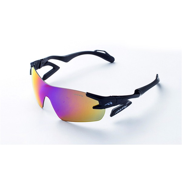 ノーズパッドレススポーツサングラス AirFly(エアフライ) AF-301 C-3 ブラック ミラーレンズ ユニセックス 男女兼用