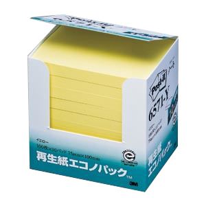 住友スリーエム ポストイット(R) エコノパック(TM)製品シリーズ 10個入り 横100×縦75mm 6571-Y イエロー 10個入 【×3セット】 【 セット販売 まとめ買い 割引 オフィス 文房具 文具 業務用 オフィス用品 】 文具 オフィス用品 付箋紙 ポストイット