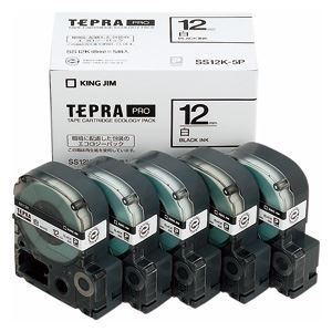 KING JIM キングジム テプラ PROテープエコパック 12mm 白ラベル 5個入 SS12K-5P 文具 オフィス用品 ラベルシール プリンタ
