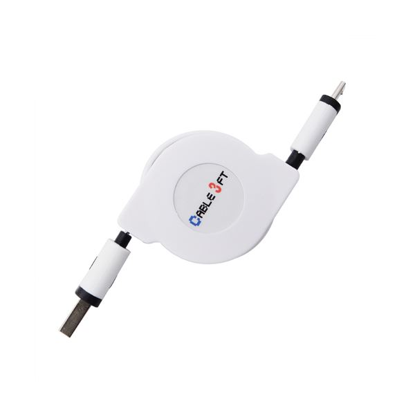 巻き取りケーブル マイクロUSB 白 0.9m AS-CASM034 【×10セット】 【 セット販売 まとめ買い 割引 】 パソコン ケーブル ケーブルカバー
