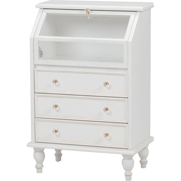 寄せ合わせ入れもの 納める棚 幅60糎 アンティーク白いこと 抽き出し 下げ翼扉 脚付き添い人 木製 ヨーロピアン調 瑠璃収納家具