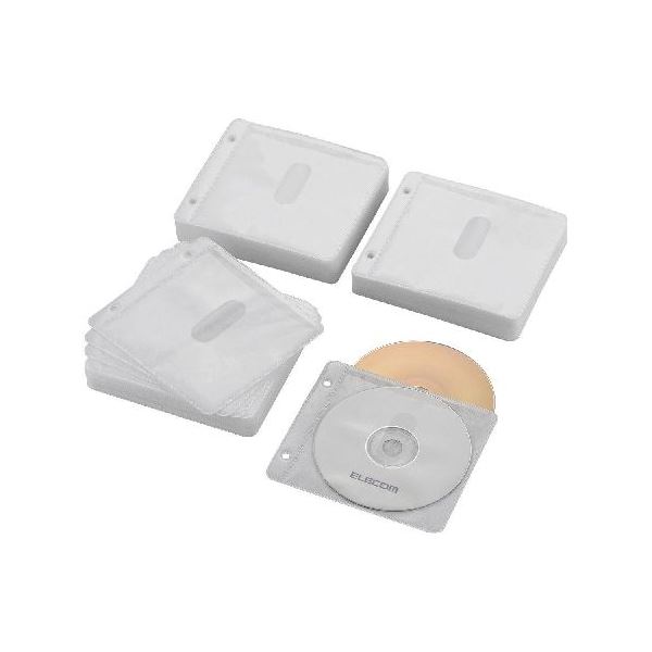 ELECOM エレコム Blu-ray・CD・ヴィデオディスク対応不織布容れもの 2穴 CCD-NBWB240WH 【×５書き割り】 【お徳用 まとめ買い お買い得 御勤め用 銀行割引 書き割り売りわたす】
