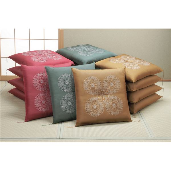 フクレ厚地八端判座蒲団 【同色5枚成り立ち / エンジ】  59cm×63珊 撥水防汚製造 日本製 日用品雑貨・文房具・手芸-仏具-その他