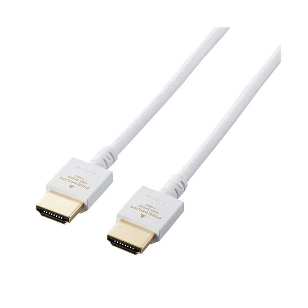 【5個セット】ELECOM エレコム HDMIケーブル 2m プレミアム やわらか インテリア ホワイト DH-HDP14EY20WHX5 【 セット販売 まとめ買い 割引 】 パソコン ケーブル ケーブルカバー