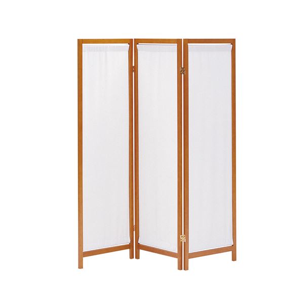 木製 スクリーン / パーテーション 【帆布 3連 ブラウン】 幅440×奥行20×高さ1500mm×3枚 〔リビング 客室 客間〕 完成品 (ﾒｰｶｰ名:弘益） インテリア 家具 オフィス家具 パネル パーテーション