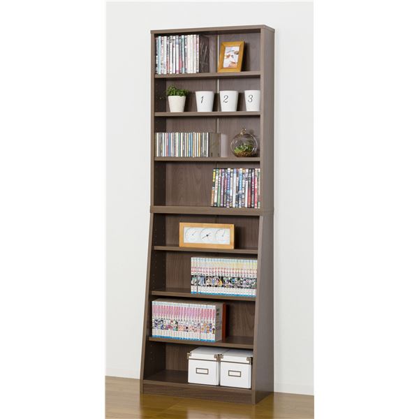 大容量ホームシェルフ 60cm ウォールナット ラック シェルフ 本棚 本収納 棚 木製 インテリア 家具 収納家具 ブックシェルフ 本棚