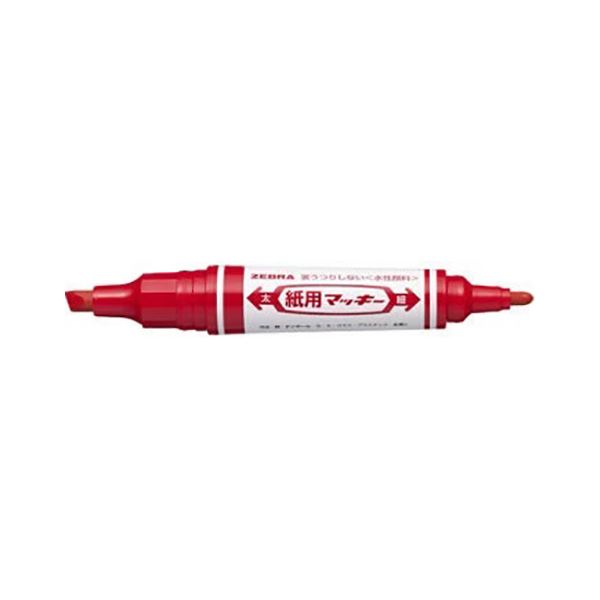 ゼブラ 紙用マッキー 赤 細字1.4～1.7mm ・ 太字5.6mm 【×30セット】 【 セット販売 まとめ買い 割引 オフィス 文房具 文具 業務用 オフィス用品 】 文具 オフィス用品 ペン ボールペン