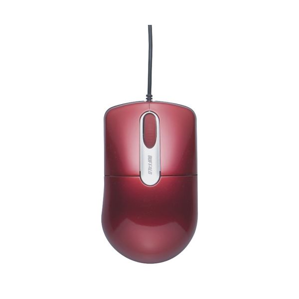 BUFFALO バッファロー 有線光学式マウス 静音3ボタン Mサイズ レッド BSMOU27SMRD 1個【×5セット】 【 セット販売 まとめ買い 割引 】 パソコン マウス マウスパッド