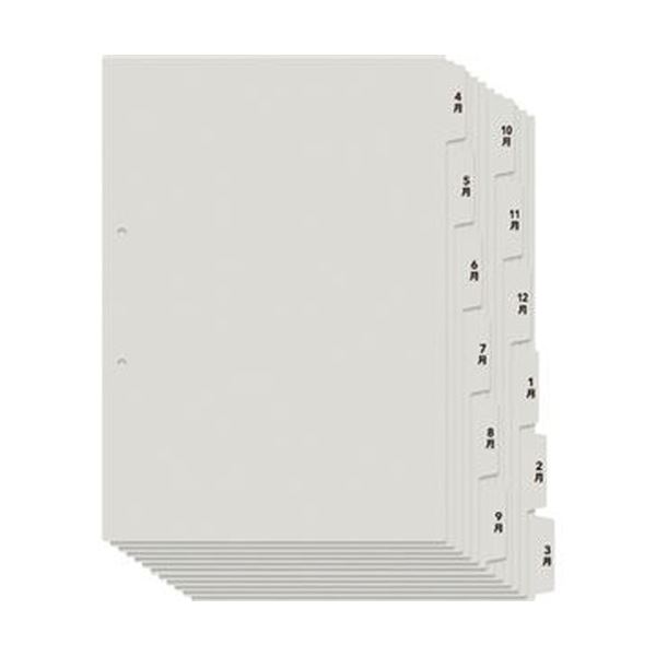 PLUS プラス たすけあレセプト用4～3月インデックス A4タテ 6山2組 グレー FL-809IS 1パック【×50セット】  【 セット販売 まとめ買い 割引 オフィス 文房具 文具 業務用 オフィス用品 】  文具 オフィス用品 ファイル バインダー