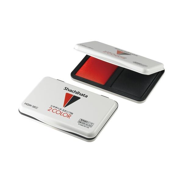 シヤチハタ スタンプ台 エコス2COLOR 赤 ・ 黒 HGW-3EC 1個 【×3セット】 【 セット販売 まとめ買い 割引 オフィス 文房具 文具 業務用 オフィス用品 】 文具 オフィス用品 印鑑 スタンプ 朱肉