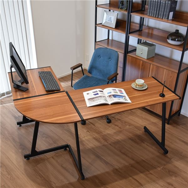 デスク 机 パソコンデスク コーナーデスク 幅147cm L字型 スチール アイアン 木目 ブラック / ブラウン BK / BR 組立品 インテリア 家具 机 デスク デスクターナ