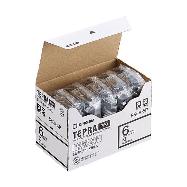 KING JIM キングジム (KING JIM) テプラ PROテープエコパック 6mm 白ラベル 5個入 SS6K-5P 文具 オフィス用品 ラベルシール プリンタ