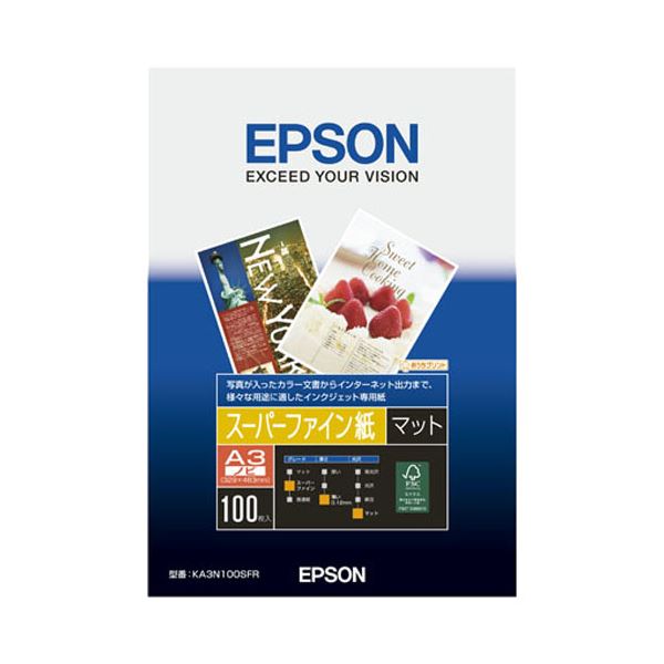 エプソン EPSON スーパーファイン紙 A3ノビ KA3N100SFR 1箱（100枚）  【×5仕掛ける】  【 仕掛ける売りわたす まとめ買い 銀行割引 】 印刷人 OA 印刷人質問用紙 その他-PCサプライ・消耗品