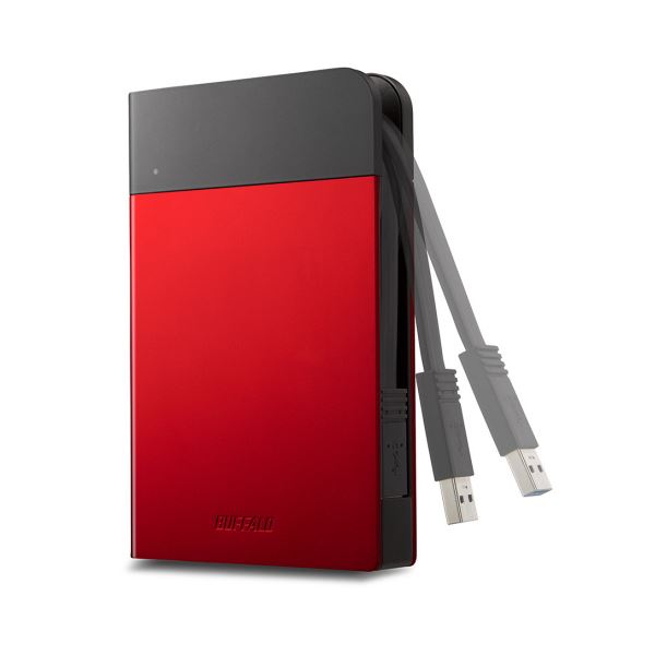 BUFFALO バッファローICカード対応MILスペック耐衝撃ボディー防滴 ・ 防塵ポータブルHDD 2TB レッド HD-PZN2.0U3-R1台パソコン HDD