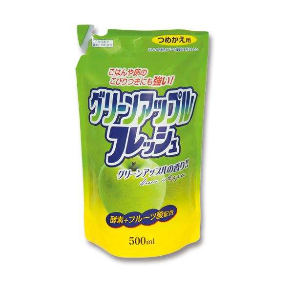 ロケット石鹸 フルーツ酸配合 フレッシュグリーンアップル 詰替用 500ml 1セット（20個）【×2セット】 【 セット販売 まとめ買い 割引 】 キッチン 食器 キッチン洗剤 クリーナー