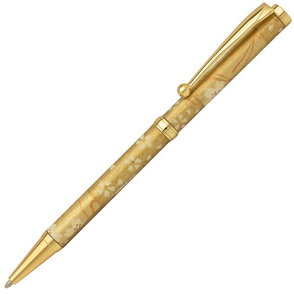 日本製 ハンドメイド ボールペン / 文房具 【金箔格子 金色】 クロスタイプ 芯：0.7mm 美濃和紙 友禅紙 文具 オフィス用品 文具 オフィス用品 ペン ボールペン