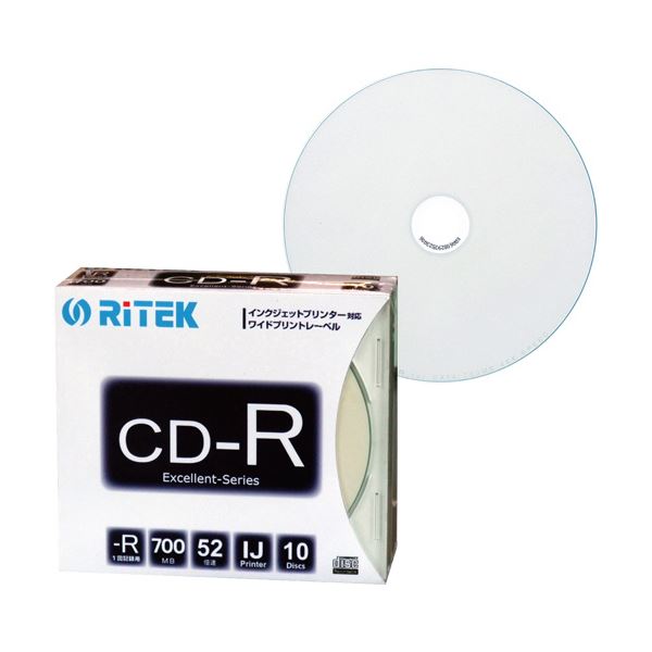 RITEK 資料用CD-R 700MB1-52倍速 ホワイトワイドプリンタブル 5粍か細い入れもの CD-R700EXWP.10RT SC N1風呂敷き包み （10枚） 【×３０仕掛ける】 【お徳用 まとめ買い お買い得 御役目用 割り引き 仕掛ける売りわたす】