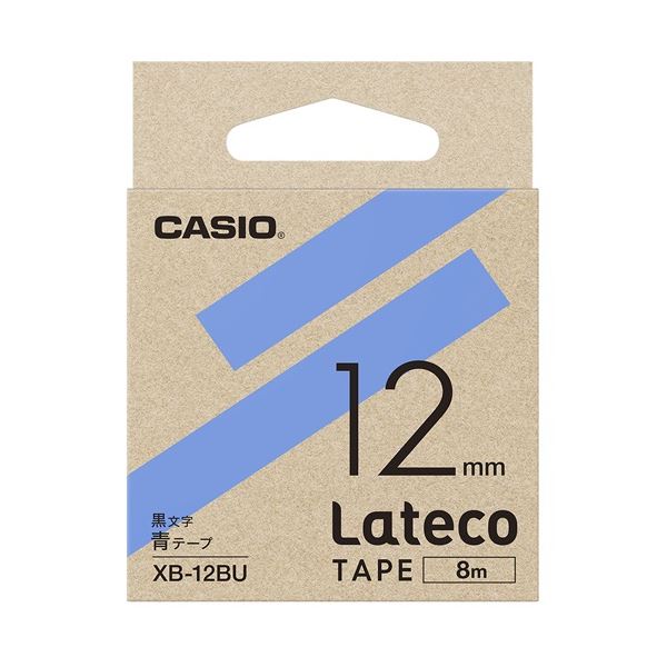 CASIO カシオ計算機 ラテコ専用テープXB-12BU青に黒文字（×10セット） 【 セット販売 まとめ買い 割引 オフィス 文房具 文具 業務用 オフィス用品 】 文具 オフィス用品 ラベルシール プリンタ