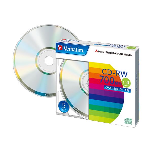 バーベイタム データ用CD-RW700MB 4倍速 ブランドシルバー 5mmスリムケース SW80QU5V1 1パック(5枚) 【×10セット】 【 セット販売 まとめ買い 割引 】