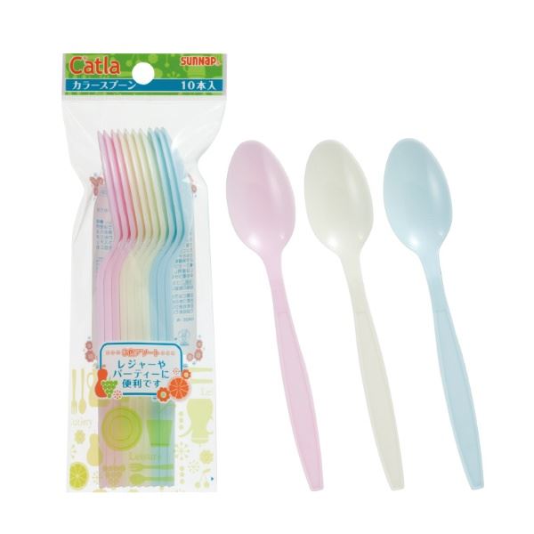 カラースプーン / 使い捨て食器 【17cm 10本入】 3色アソート プラスチック アウトドア パーティー 【×100個セット】 【 セット販売 まとめ買い 割引 】 キッチン 食器 お弁当グッズ 水筒