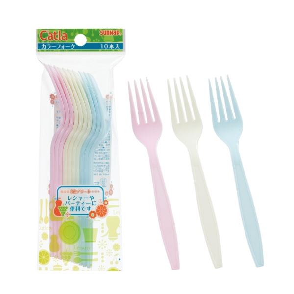 カラーフォーク / 使い捨て食器 【17cm 10本入】 3色アソート プラスチック アウトドア パーティー 【×100個セット】 【 セット販売 まとめ買い 割引 】 キッチン 食器 お弁当グッズ 水筒