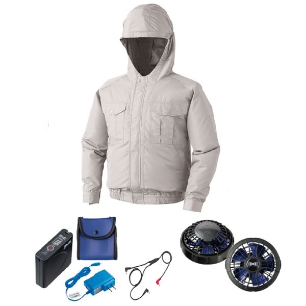 KU90810 空調服 作業着 R ポリエステル製フード付き FAN2400SPBB ・ RD9261 ・ LISUPER1セット シルバー M 工事 DIY 工具 作業着