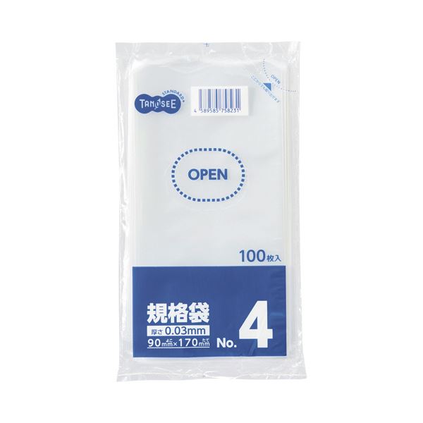 TANOSEE タノシー（大塚商会)  規格袋 4号0.03×90×170mm 1セット（2000枚：100枚×20パック）【×5セット】  【 セット販売 まとめ買い 割引 オフィス 文房具 文具 業務用 オフィス用品 】  文具 オフィス用品 袋